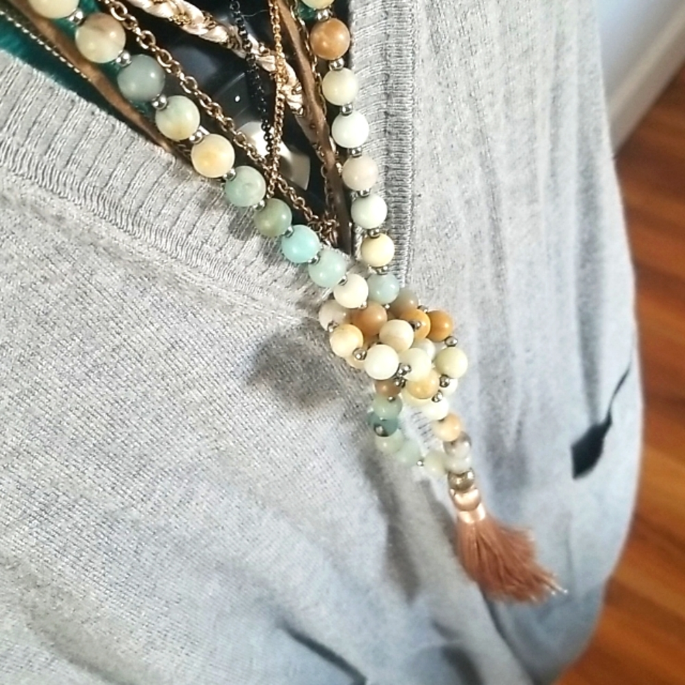 Bali beads mixed tassle necklace